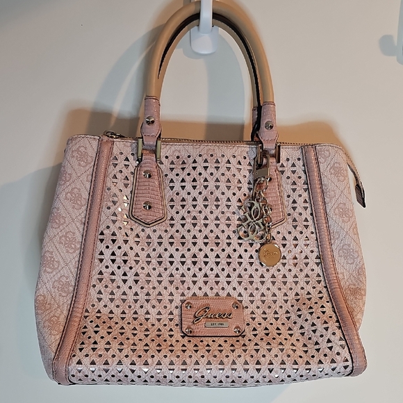 Guess Pink Perforated Tote - Picture 1 of 7